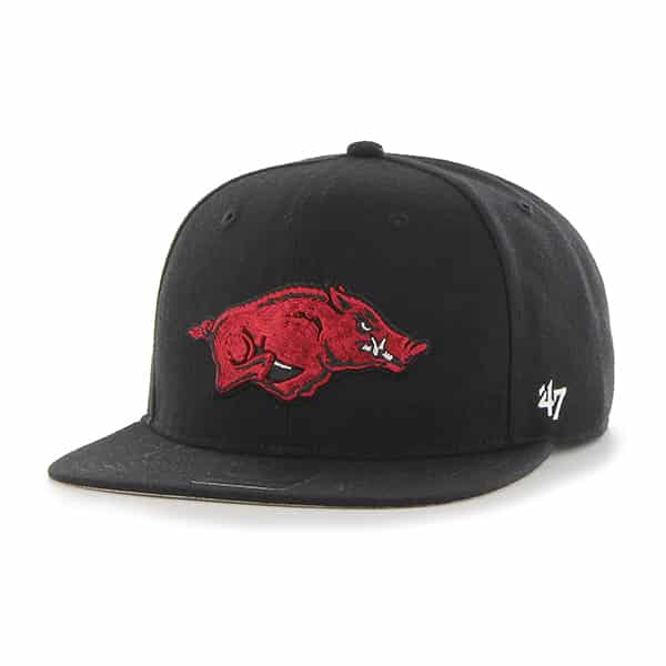 Arkansas Razorbacks Sure Shot Black 47 Brand Adjustable Hat Detroit