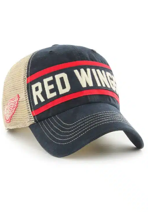 Detroit Red Wings 47 Brand Vintage Black Juncture Khaki Mesh Snapback Hat