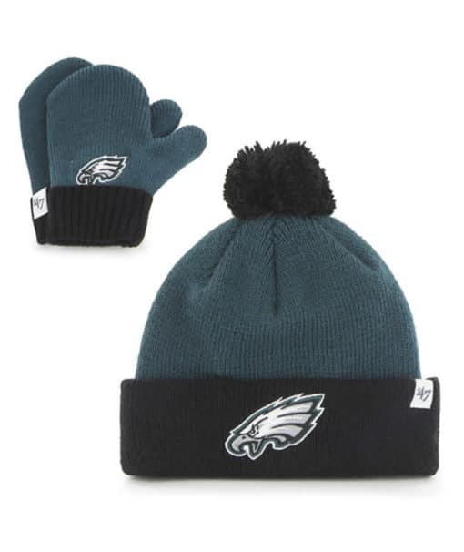Philadelphia Eagles TODDLER Pacific Green Bam Bam Knit Mitten Hat Set