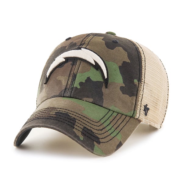 San Diego Chargers Burnett Clean Up Frontline Green Camo 47 Brand Adjustable Hat