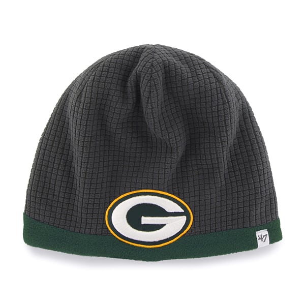 Green Bay Packers Grid Fleece Beanie Charcoal 47 Brand YOUTH Hat