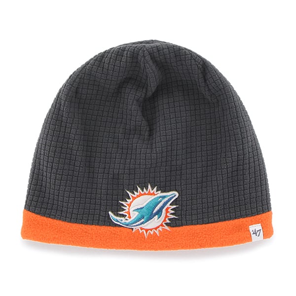 Miami Dolphins Grid Fleece Beanie Charcoal 47 Brand YOUTH Hat