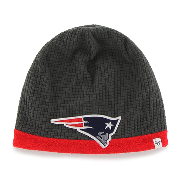 New England Patriots Grid Fleece Beanie Charcoal 47 Brand YOUTH Hat