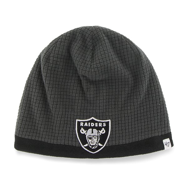 Oakland Raiders Grid Fleece Beanie Charcoal 47 Brand YOUTH Hat