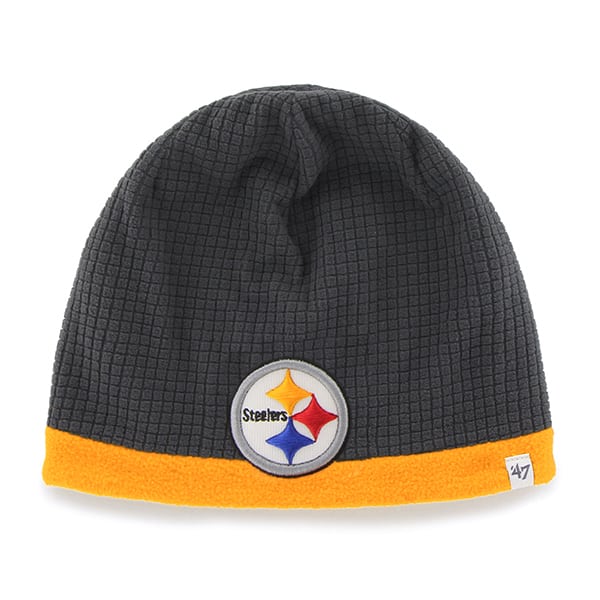 Pittsburgh Steelers Grid Fleece Beanie Charcoal 47 Brand YOUTH Hat