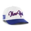 New York Giants 47 Brand White Overhand Script MVP DV Snapback Hat