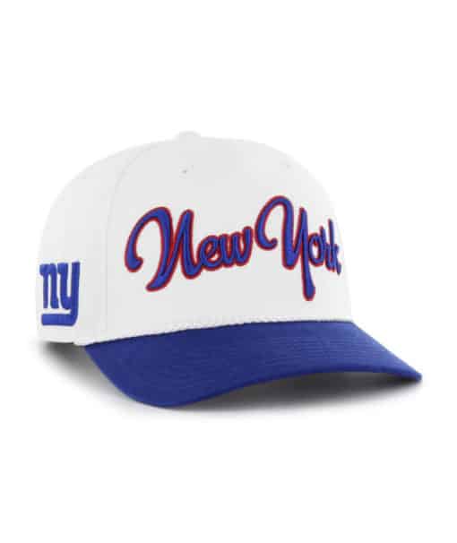 New York Giants 47 Brand White Overhand Script MVP DV Snapback Hat