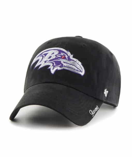 Baltimore Ravens Women's 47 Brand Sparkle Black Clean Up Adjustable Hat