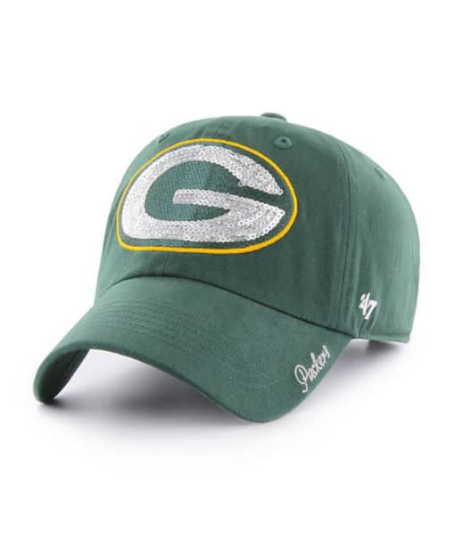 Green Bay Packers Women's 47 Brand Sparkle Dark Green Clean Up Adjustable Hat