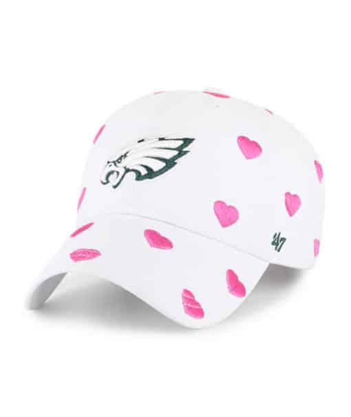 Philadelphia Eagles YOUTH 47 Brand White Pink Surprise Clean Up Adjustable Hat