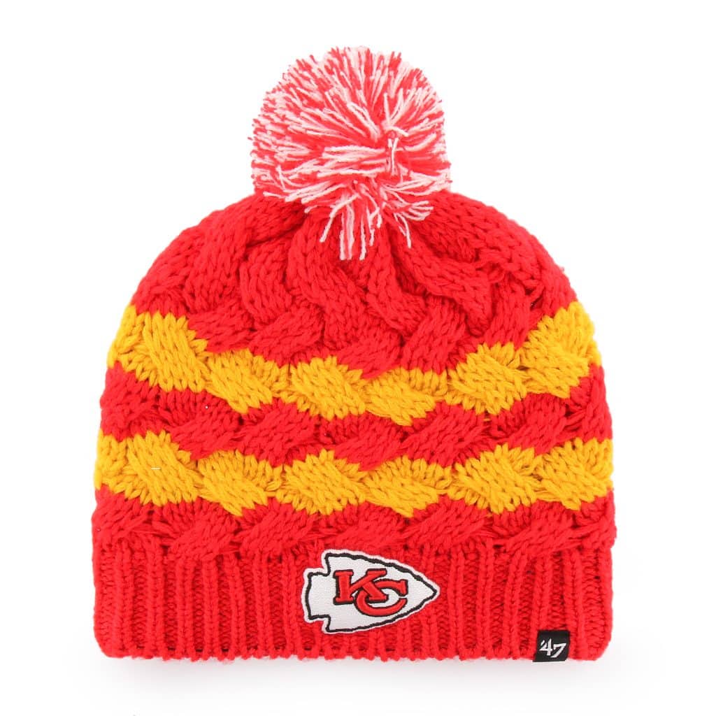 Kansas City Chiefs Women's 47 Brand Red Topsail Beanie Knit Hat Detroit Game Gear