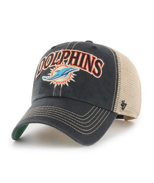 Miami Dolphins 47 Brand Tuscaloosa Vintage Black Clean Up Mesh Snapback Hat