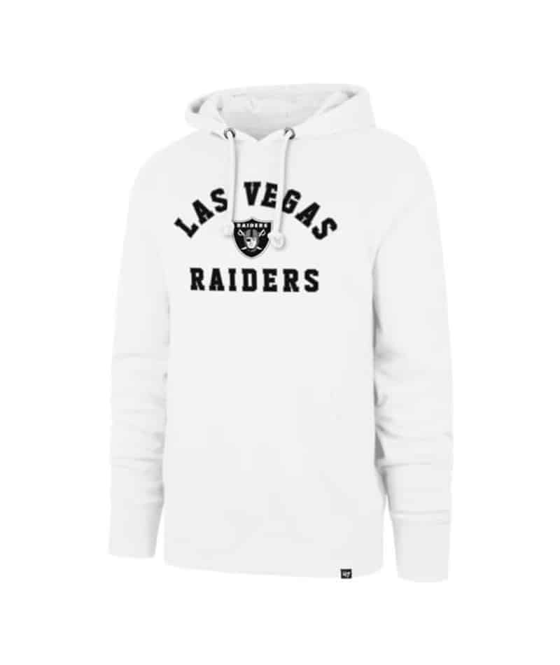 Las Vegas Raiders Men's 47 Brand White Varsity Pullover Hoodie - Large