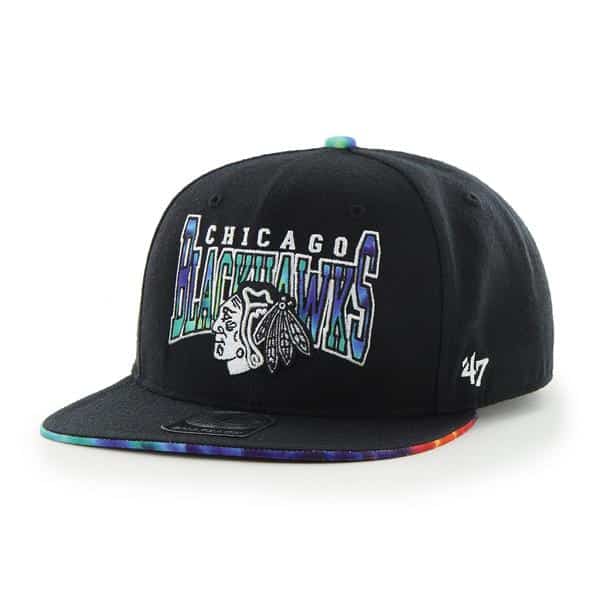 Chicago Blackhawks Canned Heat Black 47 Brand Adjustable Hat