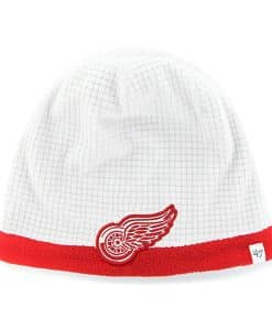 Detroit Red Wings Grid Fleece Beanie White 47 Brand YOUTH Hat