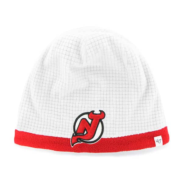 New Jersey Devils Grid Fleece Beanie White 47 Brand YOUTH Hat
