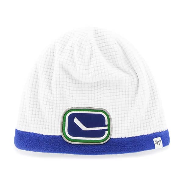 Vancouver Canucks Grid Fleece Beanie White 47 Brand YOUTH Hat