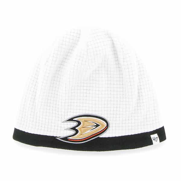 Anaheim Ducks Grid Fleece Beanie White 47 Brand YOUTH Hat