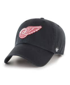 Detroit Red Wings 47 Brand Black Clean Up Adjustable Hat