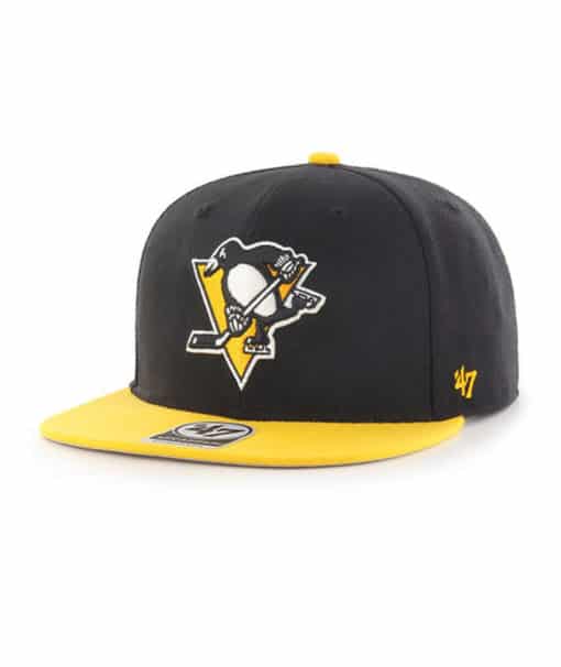 Pittsburgh Penguins 47 Brand Black Yellow Sure Shot Snapback Hat - Image 3