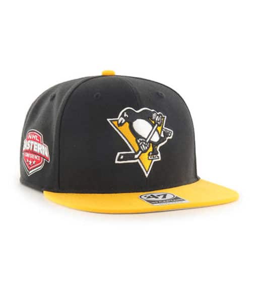 Pittsburgh Penguins 47 Brand Black Yellow Sure Shot Snapback Hat