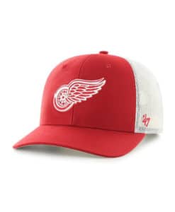 Detroit Red Wings 47 Brand Trucker Red White Mesh Snapback Hat