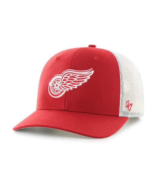 Detroit Red Wings 47 Brand Trucker Red White Mesh Snapback Hat