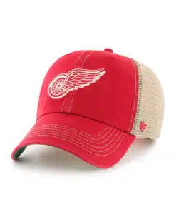 Detroit Red Wings 47 Brand Red Trawler Khaki Mesh Adjustable Snapback Hat