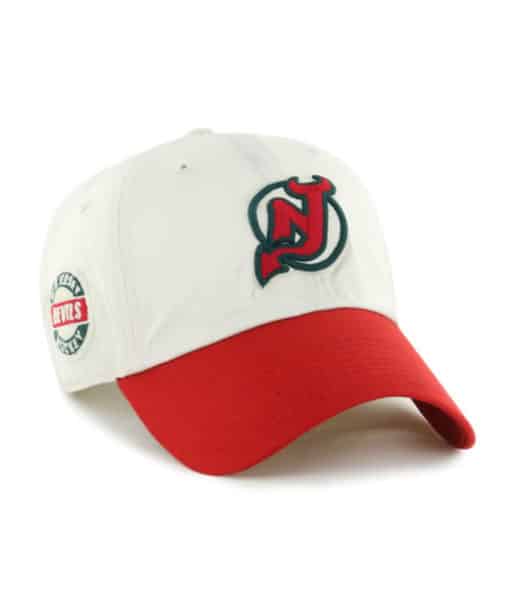 New Jersey Devils 47 Brand Vintage Bone Red Clean Up Adjustable Hat