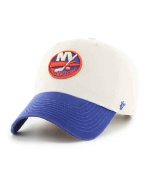 New York Islanders 47 Brand Vintage Bone Blue Clean Up Adjustable Hat - Image 2