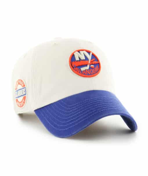 New York Islanders 47 Brand Vintage Bone Blue Clean Up Adjustable Hat