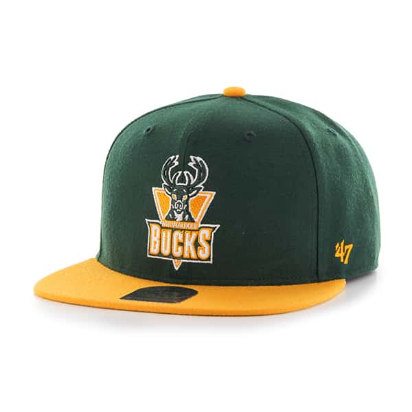 Milwaukee Bucks No Shot Two Tone Captain Dark Green 47 Brand Adjustable Hat