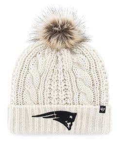 New England Patriots Women's 47 Brand White Cream Meeko Cuff Knit Hat