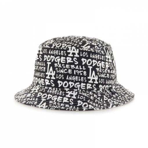 Los Angeles Dodgers 47 Brand Script Black White Bucket Hat