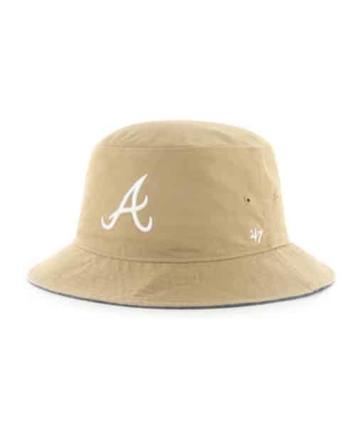 Atlanta Braves 47 Brand Khaki Chambray Ballpark Bucket Hat