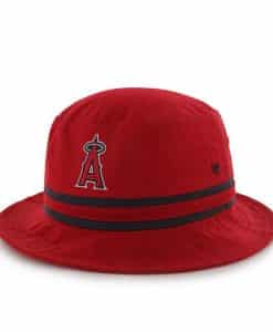 Los Angeles Angels Striped Bucket Bright Coke Red 47 Brand Hat