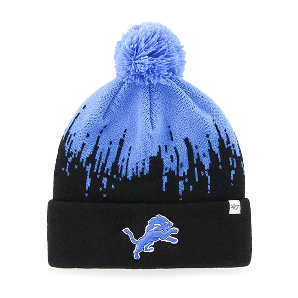 Detroit Lions Riser Cuff Knit Blue Raz 47 Brand Hat - Detroit Game Gear