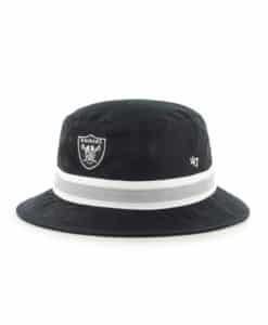 Las Vegas Raiders 47 Brand Black Gray Striped Bucket Hat