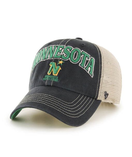 Minnesota North Stars 47 Brand Vintage Black Tuscaloosa Mesh Snapback Hat