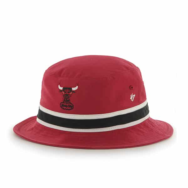 Chicago Bulls Striped Bucket Bright Red 47 Brand Hat