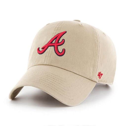 Atlanta Braves 47 Brand Khaki Clean Up Adjustable Hat