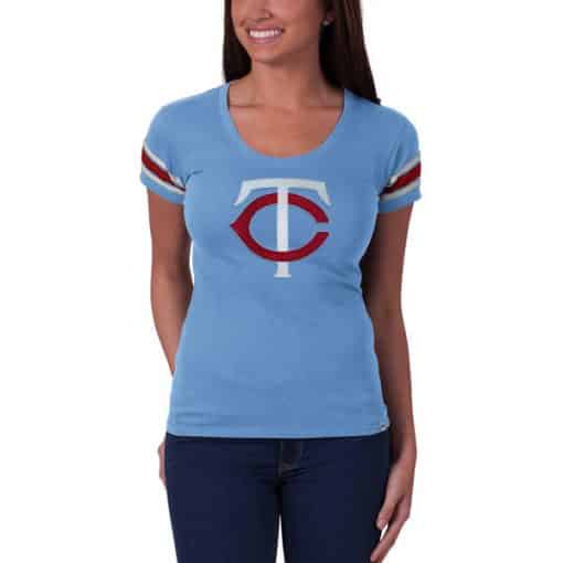 Minnesota Twins Women's 47 Brand Carolina Blue Campus Scoop Shirt Tee