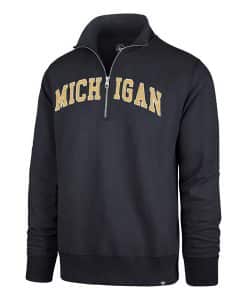 Michigan Wolverines Men’s 47 Brand Navy Striker 1/4 Zip Pullover Shirt