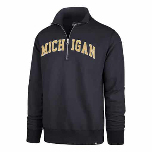 Michigan Wolverines Men’s 47 Brand Navy Striker 1/4 Zip Pullover Shirt