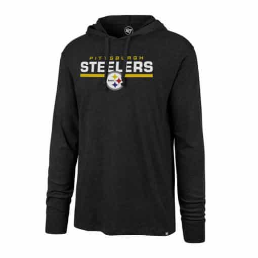 Pittsburgh Steelers Men's 47 Brand Jet Black Hoodie Long Sleeve Tee