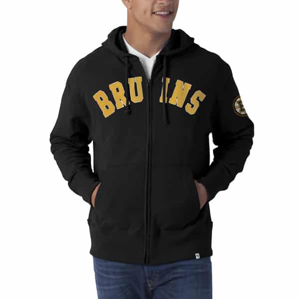 Boston Bruins MEDIUM 47 Brand Men's Black Full Zip Hoodie