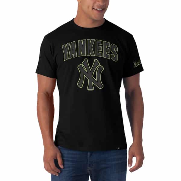 New York Yankees Frozen Rope T-Shirt Mens Slim Jet Black 47 Brand