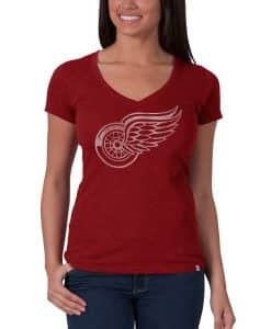 Detroit Red Wings V-Neck Shirt Scrum T-Shirt Womens Rescue Red 47 Brand