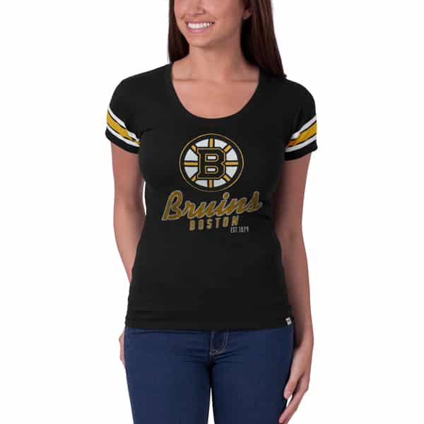 Boston Bruins Off Campus Scoop Womens Jet Black Shirt 47 Brand