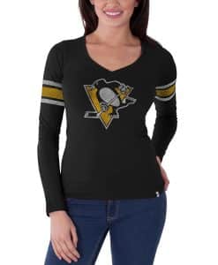 Pittsburgh Penguins Homerun Long Sleeve T-Shirt Womens Jet Black 47 Brand